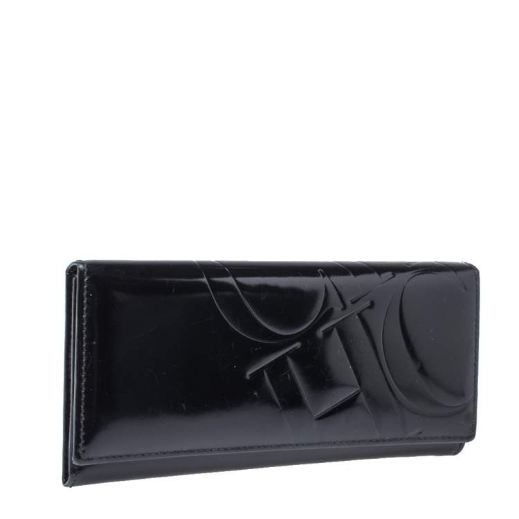 Pre Owned Carolina Herrera Black Patent Leather Continental Wallet
