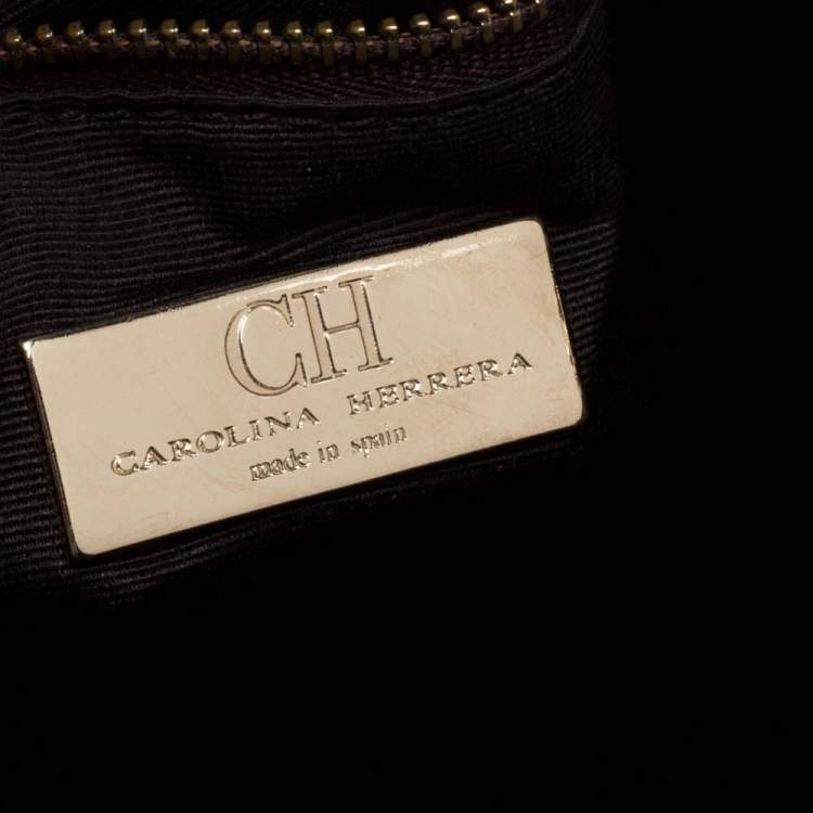 Pre Owned Carolina Herrera Multicolor Monogram Coated Canvas and Leather Front Pocket Tote