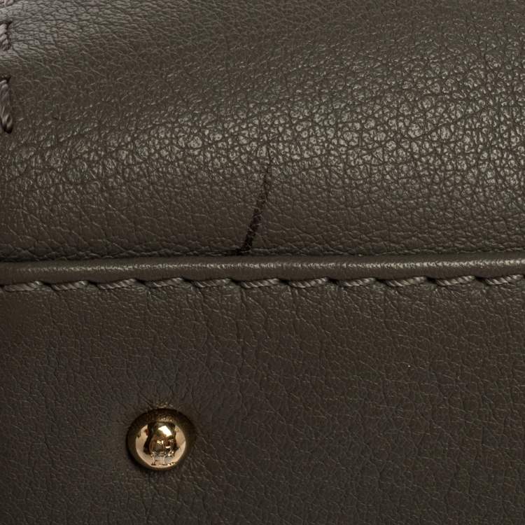 Pre Owned Carolina Herrera Grey Leather Charm Tote