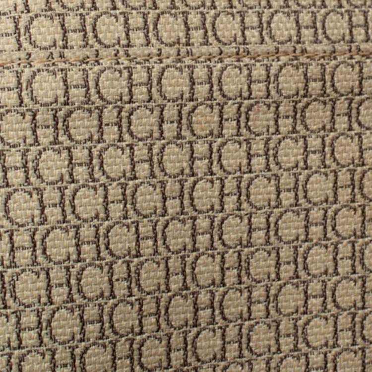 Pre Owned Carolina Herrera Brown Monogram Leather Andy Tote