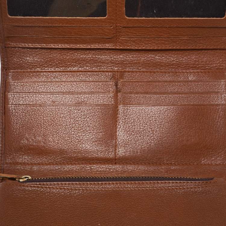 Pre Owned Carolina Herrera Brown Monogram Leather Continental Wallet