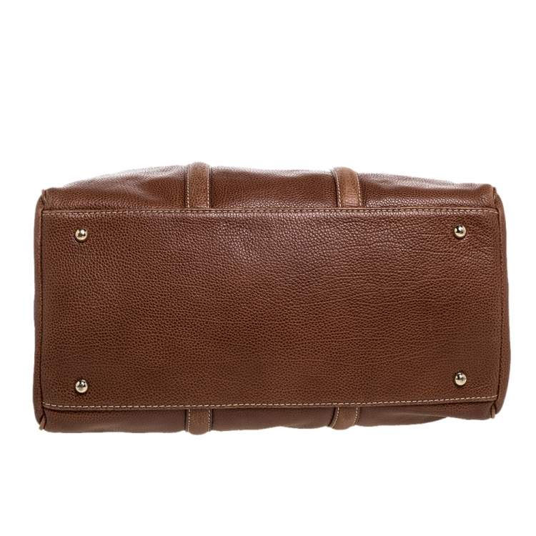 Pre Owned Carolina Herrera Brown Pebbled Leather Large Matteo Tote