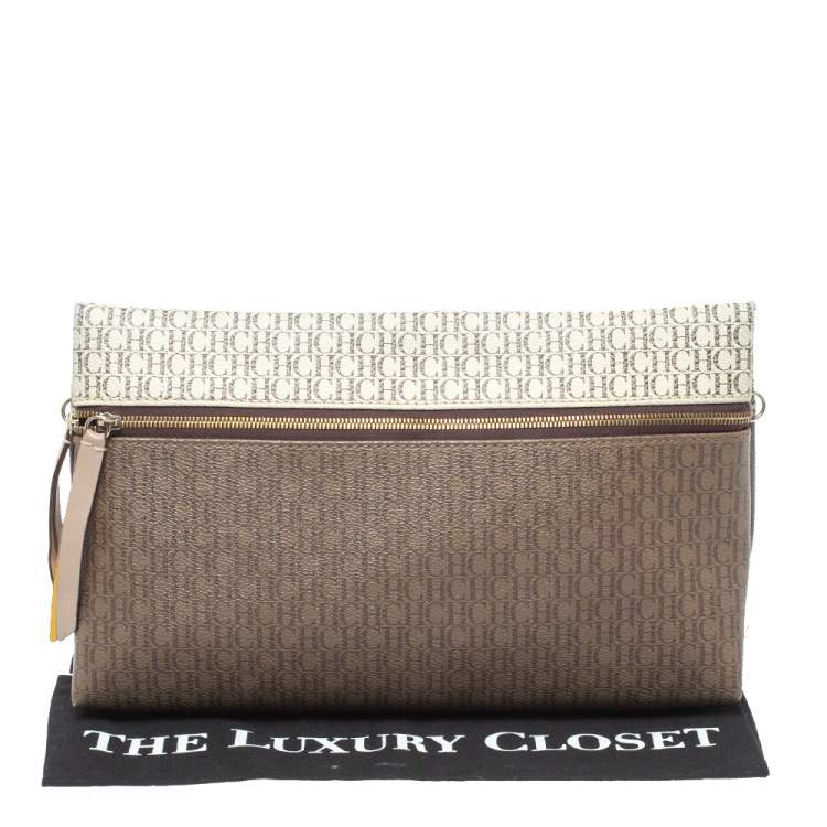 Pre Owned Carolina Herrera Signature Coated Canvas Inro Clutch