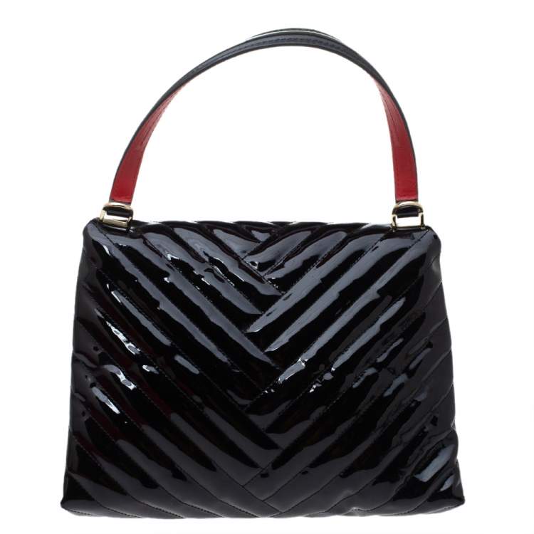 Pre Owned Carolina Herrera Black Leather Flap Top Handle Bag