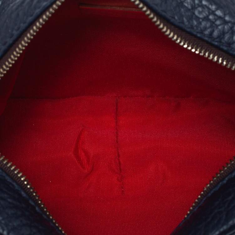 Pre Owned Carolina Herrera Navy Blue Leather Mini Crossbody Bag