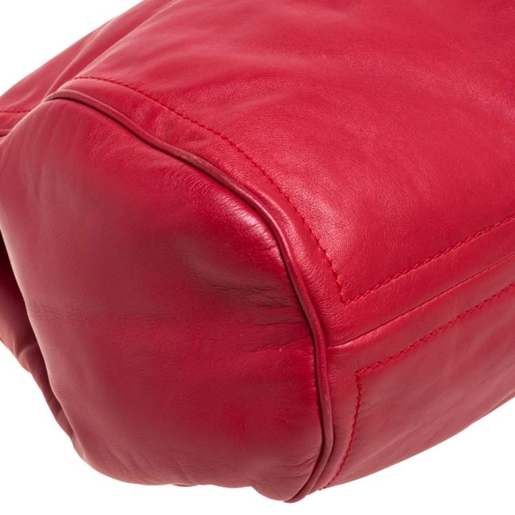 Pre Owned Carolina Herrera Red CH Logo Braided Handle Shoulder Bag