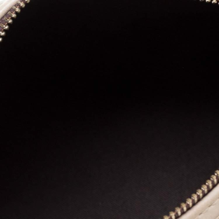 Pre Owned Carolina Herrera Beige/Brown Monogram Leather Mini Andy Boston Bag