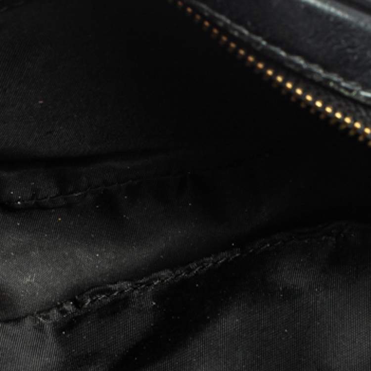 Pre Owned Carolina Herrera Black Embossed Leather Oval Shoulder Bag