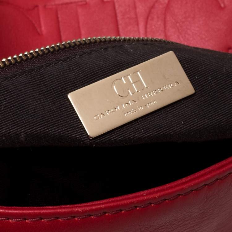 Pre Owned Carolina Herrera Red Leather New Baltazar Flap Shoulder Bag
