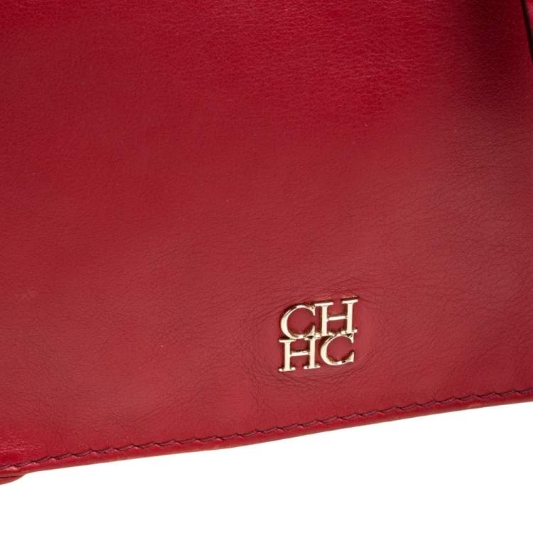 Pre Owned Carolina Herrera Red Leather New Baltazar Flap Shoulder Bag