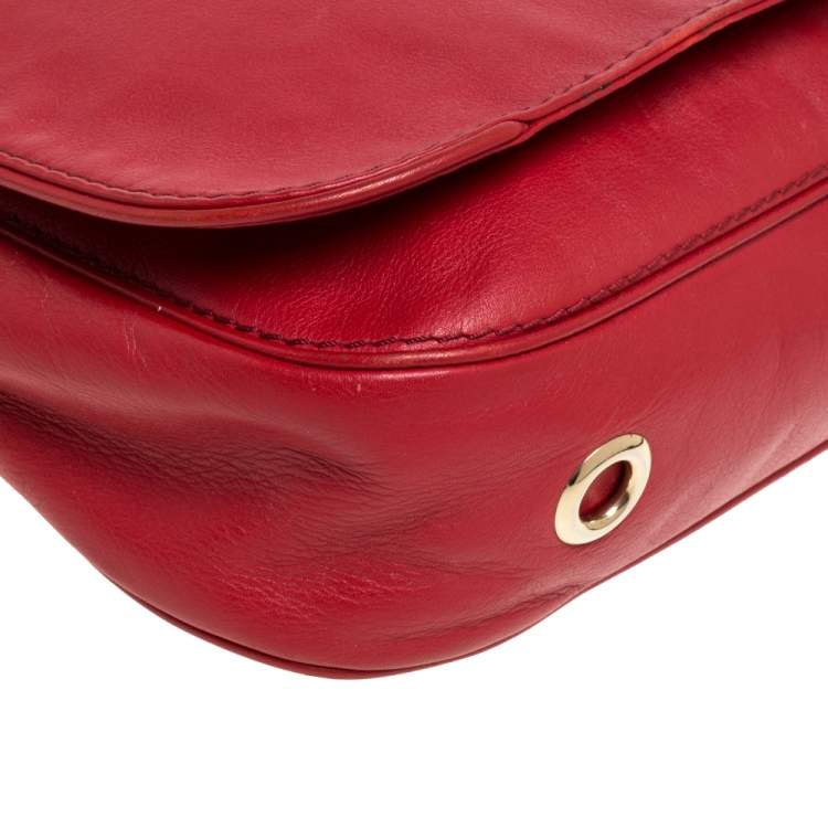 Pre Owned Carolina Herrera Red Leather New Baltazar Flap Shoulder Bag