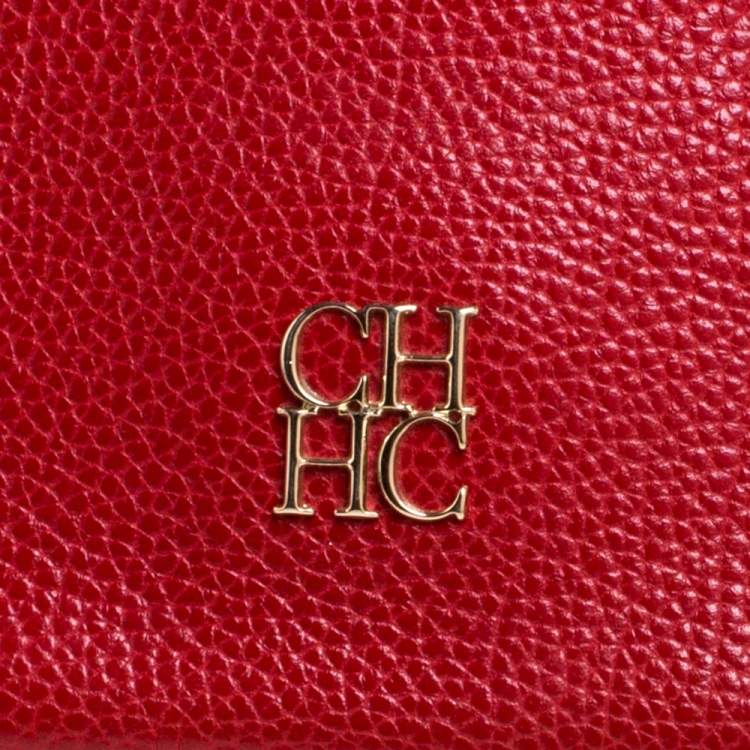 Pre Owned Carolina Herrera Red Leather Minueto Flap Bag