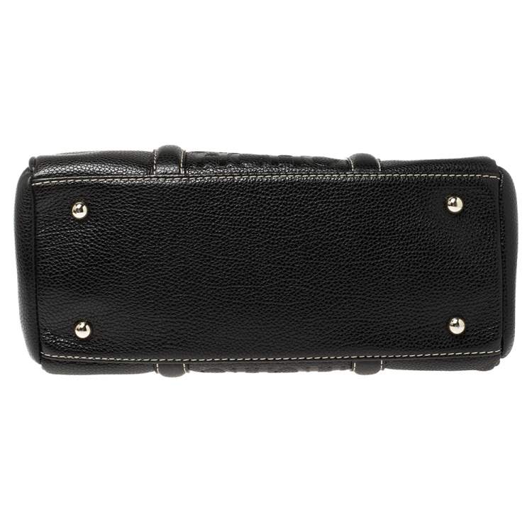 Pre Owned Carolina Herrera Black Monogram Leather Andy Tote