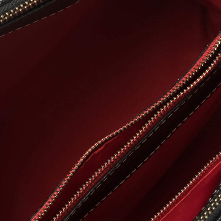 Pre Owned Carolina Herrera Black Monogram Leather Andy Tote