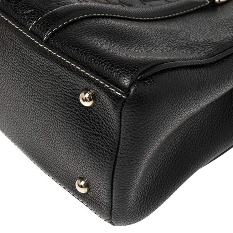 Pre Owned Carolina Herrera Black Monogram Leather Andy Tote