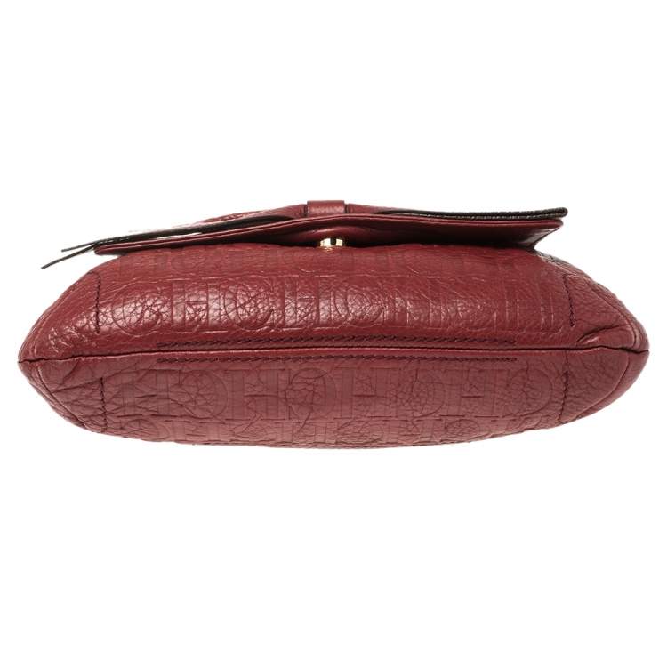 مملوكة مسبقًا Carolina Herrera Red Monogram Leather Audrey Shoulder Bag