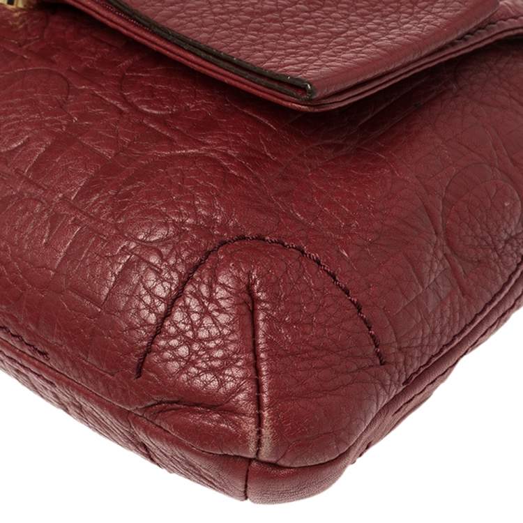 مملوكة مسبقًا Carolina Herrera Red Monogram Leather Audrey Shoulder Bag