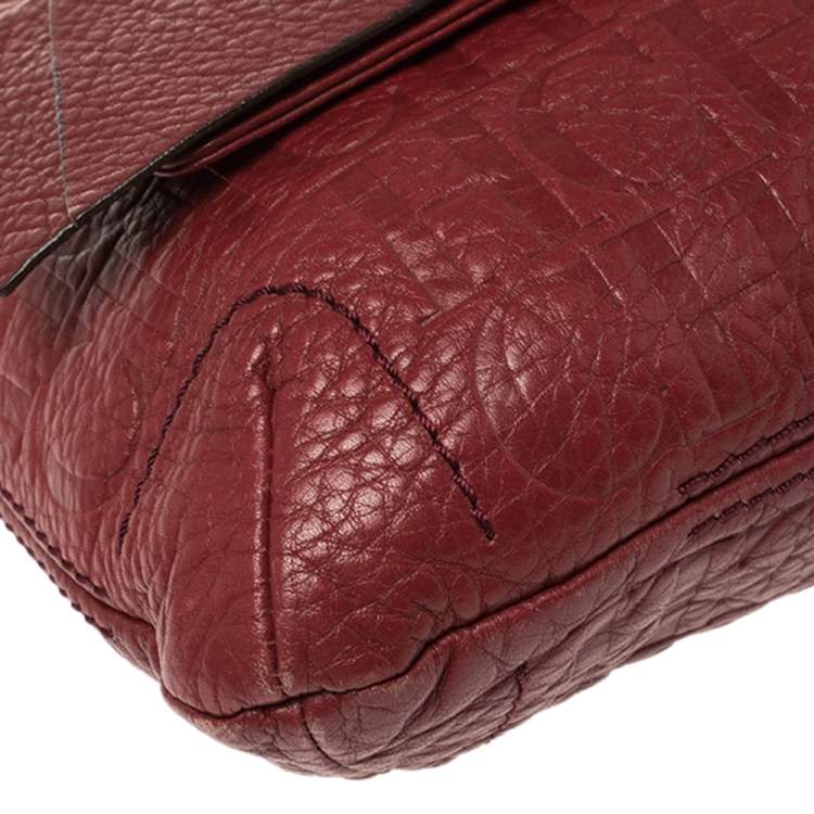 مملوكة مسبقًا Carolina Herrera Red Monogram Leather Audrey Shoulder Bag