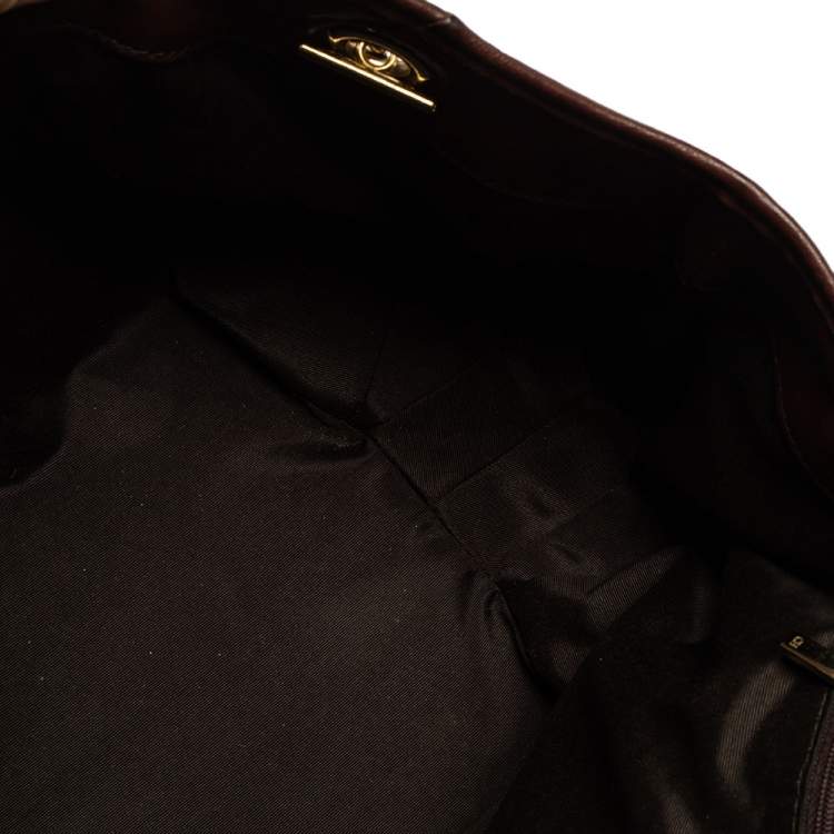 Pre Owned Carolina Herrera Brown Monogram Leather Chain Hobo