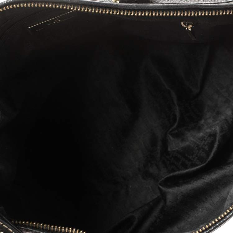 Pre Owned Carolina Herrera Black Leather CHCH Logo Tote