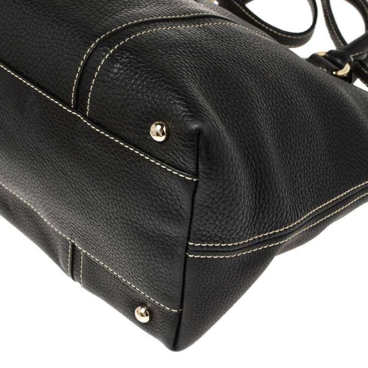 Pre Owned Carolina Herrera Black Leather CHCH Logo Tote