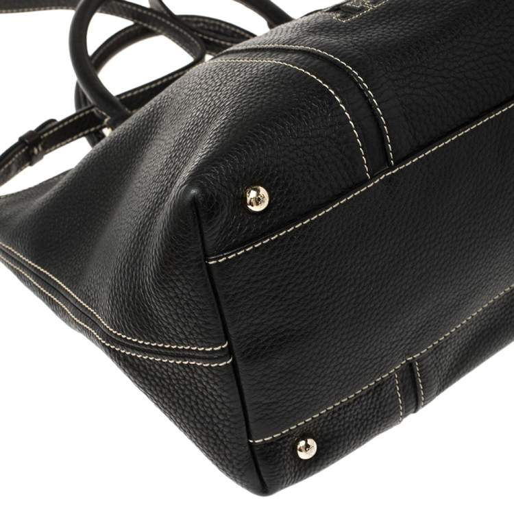 Pre Owned Carolina Herrera Black Leather CHCH Logo Tote