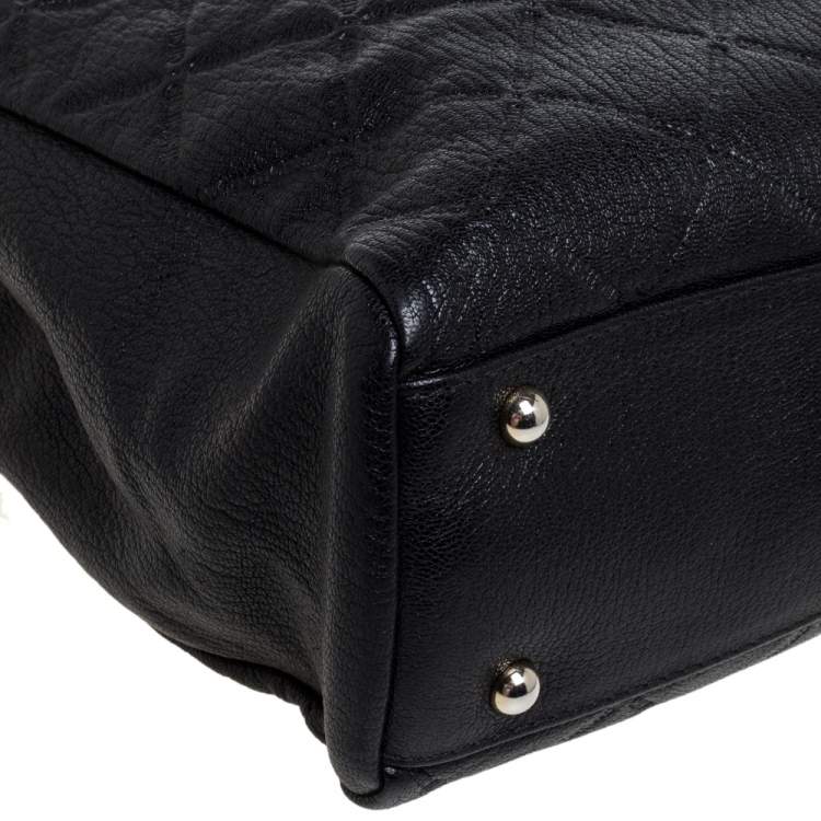 Pre Owned Carolina Herrera Black Quilted Leather Chain Tote