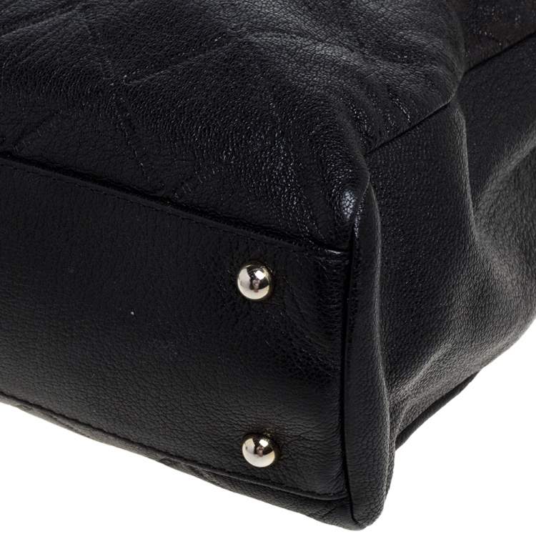 Pre Owned Carolina Herrera Black Quilted Leather Chain Tote