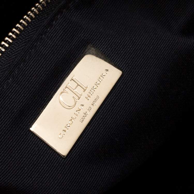 Pre Owned Carolina Herrera Black Quilted Leather Chain Tote