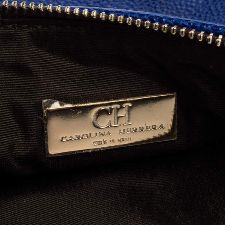 Pre Owned Carolina Herrera Blue Leather Crossbody Bag