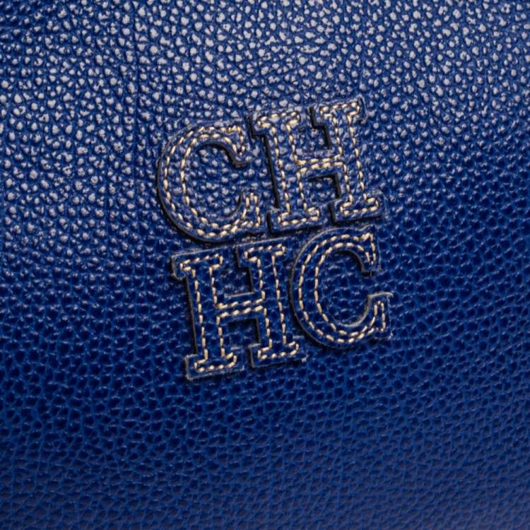 Pre Owned Carolina Herrera Blue Leather Crossbody Bag