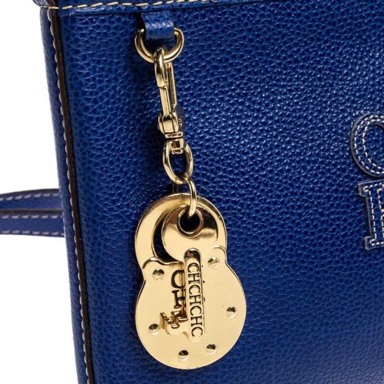 Pre Owned Carolina Herrera Blue Leather Crossbody Bag
