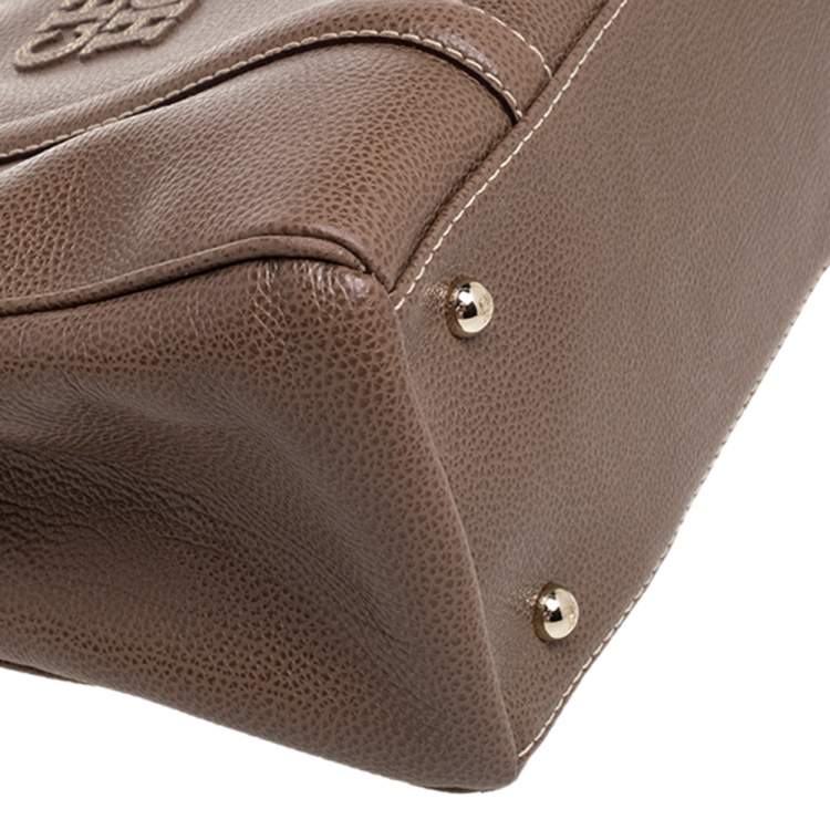 Pre Owned Carolina Herrera Brown Pebbled Leather Small Matteo Tote