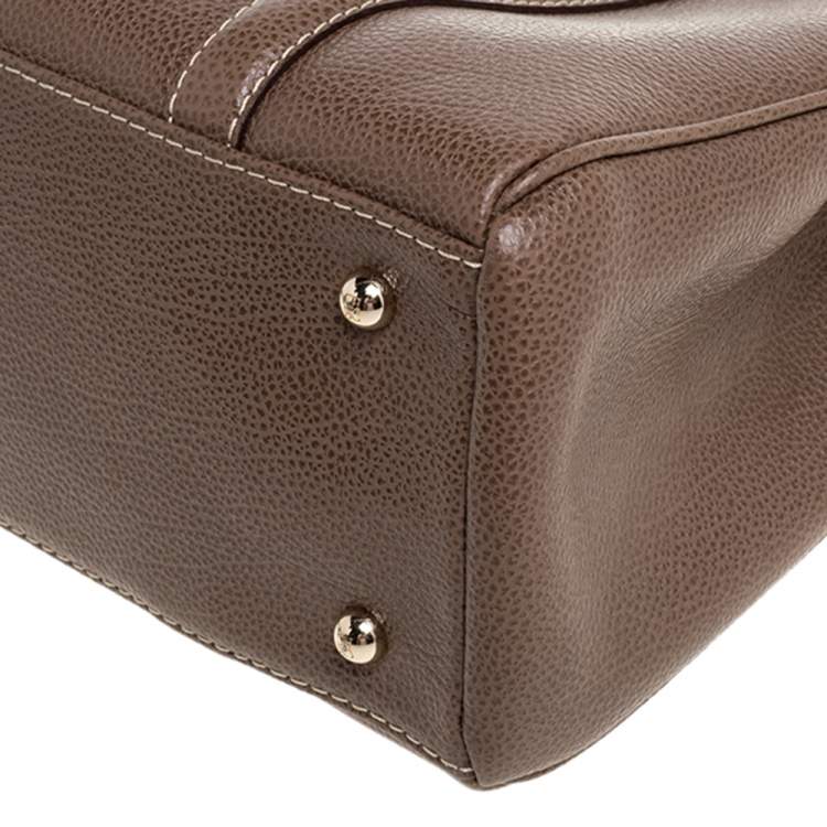 Pre Owned Carolina Herrera Brown Pebbled Leather Small Matteo Tote