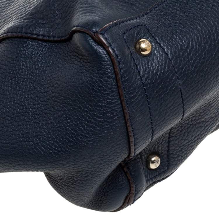 Pre Owned Carolina Herrera Blue Leather Zipped Tote