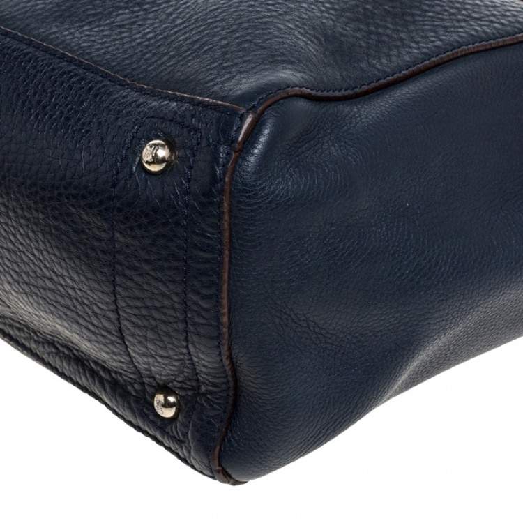 Pre Owned Carolina Herrera Blue Leather Zipped Tote