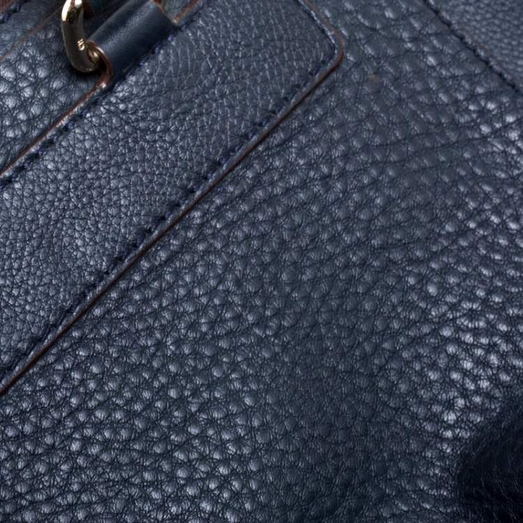 Pre Owned Carolina Herrera Blue Leather Zipped Tote