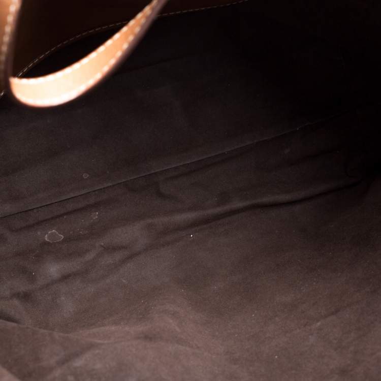 Pre Owned Carolina Herrera Brown Monogram Embossed Leather Shopper Tote