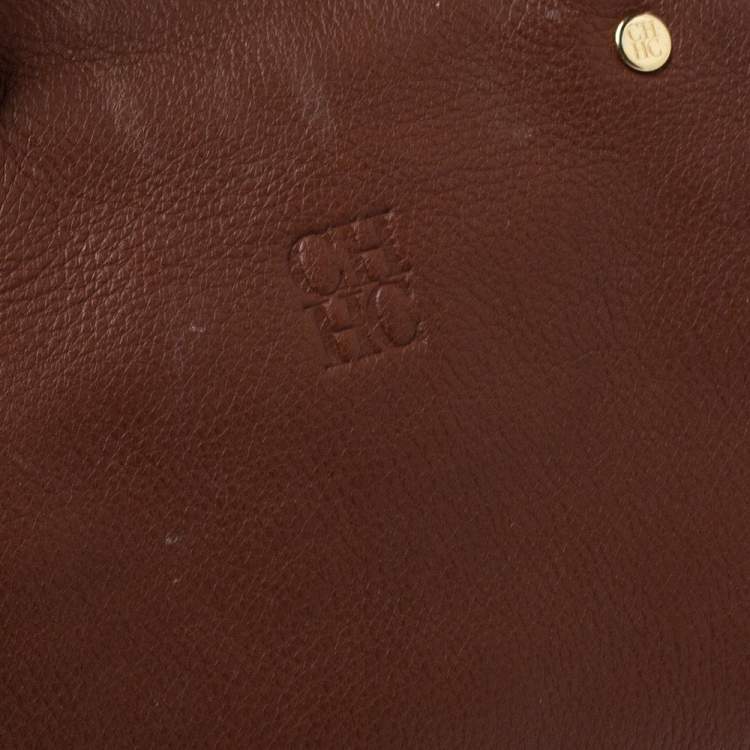Pre Owned Carolina Herrera Dark Brown Leather Andy Boston Bag