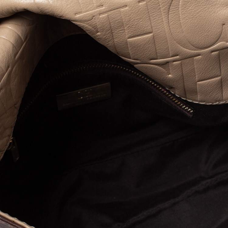 Pre Owned Carolina Herrera Tri Color Leather Flap Chain Shoulder Bag