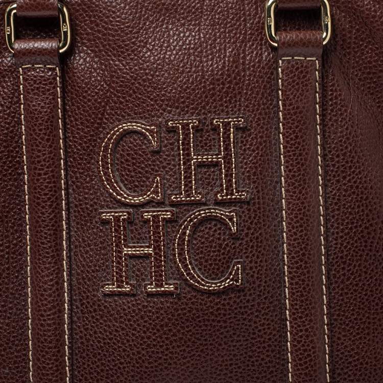 Pre Owned Carolina Herrera Dark Brown Leather Matteo Tote