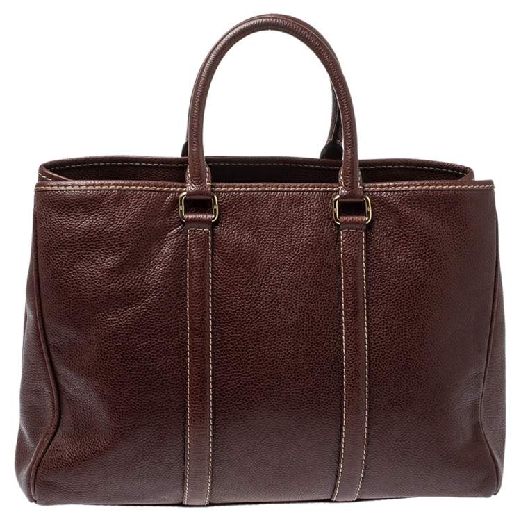 Pre Owned Carolina Herrera Dark Brown Leather Matteo Tote