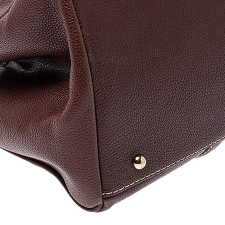 Pre Owned Carolina Herrera Dark Brown Leather Matteo Tote