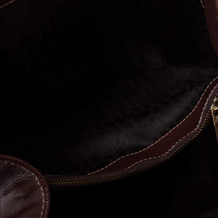 Pre Owned Carolina Herrera Dark Brown Leather Matteo Tote