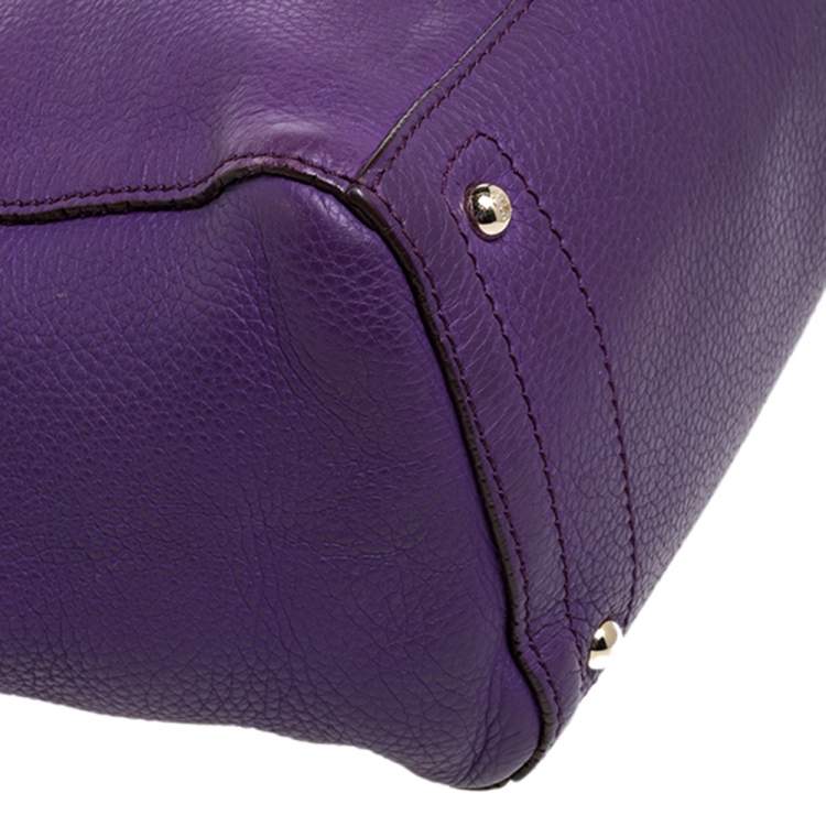 Pre Owned Carolina Herrera Purple Leather Top Zip Tote