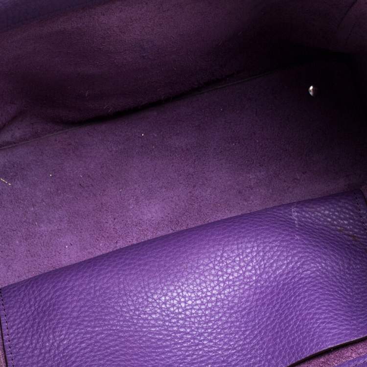 Pre Owned Carolina Herrera Purple Leather Top Zip Tote