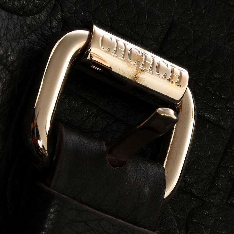 Pre Owned Carolina Herrera Brown Monogram Leather Tote