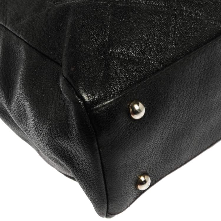 Pre Owned Carolina Herrera Black Leather Chain Shopper Tote