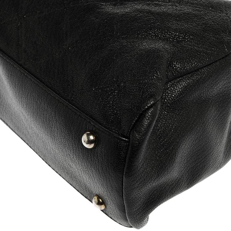 Pre Owned Carolina Herrera Black Leather Chain Shopper Tote