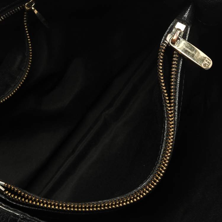 Pre Owned Carolina Herrera Black Leather Chain Shopper Tote